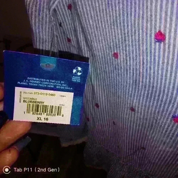 Arizona Jean company girls blueberry / strawberry size extra large 3/4 shirt nwt - Picture 4 of 8